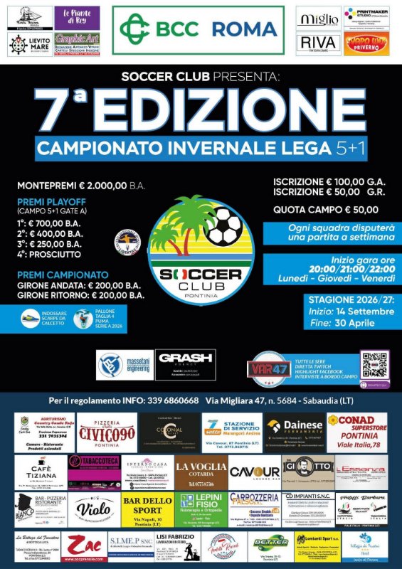 Locandina torneo CAMPIONATO INVERNALE LEGA CALCIO A 6